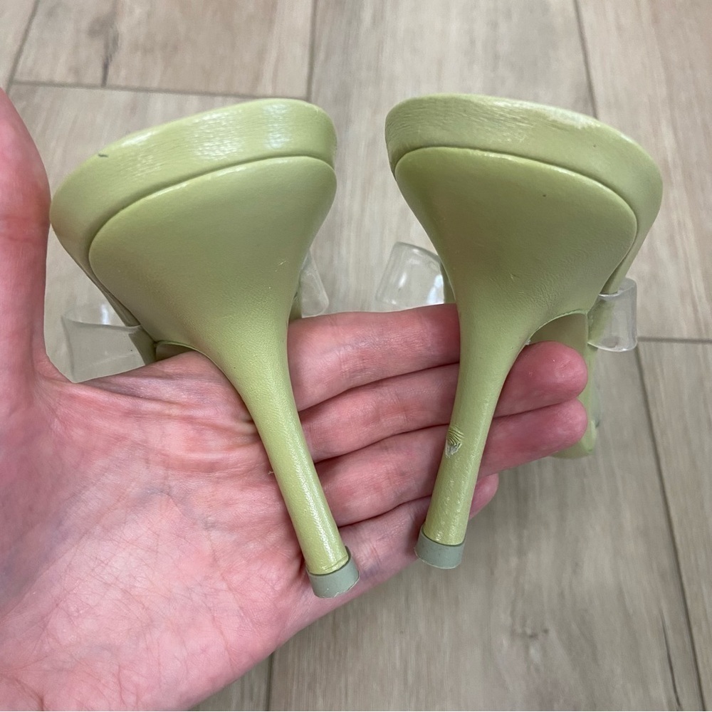 By Far Clara Olive Gloss Leather Mule Sandal - Picture 10 of 16